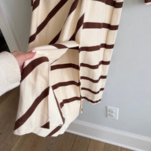 Load image into Gallery viewer, Tanya Taylor Cody Striped Twist Front Midi Bodycon Dress Cream Brown L