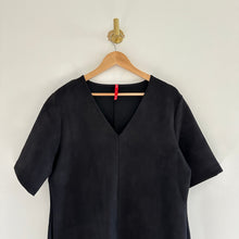 Load image into Gallery viewer, Spanx Faux Suede Column V-Neck Short Sleeve Dress Black XL