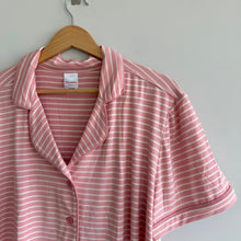 Load image into Gallery viewer, Hanna Andersson Striped Short Sleeve HannaSoft Pajama Top Pink L