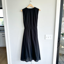 Load image into Gallery viewer, Vince V-Neck Cotton Sleeveless Belted Midi Dress Black Large NWT