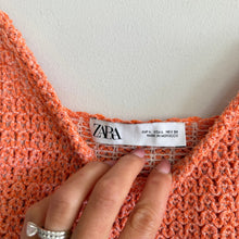 Load image into Gallery viewer, Zara Crochet Knit Scoop Neck Pullover Cropped Tank Top Orange L