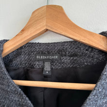 Load image into Gallery viewer, Eileen Fisher Matka Silk Metallic Open Front Blazer Charcoal Gray 8