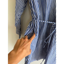 Load image into Gallery viewer, Rag & Bone Nadine Pinstripe Long Sleeve Mini Shirt Dress Blue L