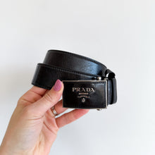 Load image into Gallery viewer, PRADA Saffiano Leather Classic Adjustable Slide Buckle Belt Black 44