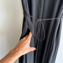 Load image into Gallery viewer, Vince V-Neck Cotton Sleeveless Belted Midi Dress Black Large NWT