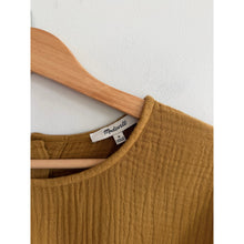 Load image into Gallery viewer, Madewell Lightspun Button-Back Long Sleeve Peplum Blouse Compass Gold M