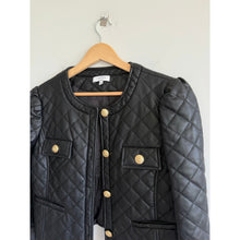 Load image into Gallery viewer, J. Society Quilted Vegan Leather Gold Button Front Casual Jacket Black M