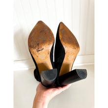 Load image into Gallery viewer, Express Faux Suede Pointed Toe High Heel Boots Black 7