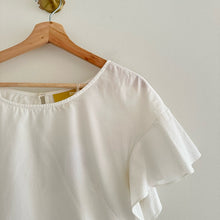 Load image into Gallery viewer, Anthropologie Maeve Ruffled Sleeve Poplin Round Neck Blouse White 10