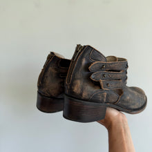 Load image into Gallery viewer, Freebird by Steven Slay Distressed Leather Harness Ankle Boots Brown 10