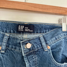 Load image into Gallery viewer, Gap Denim High Rise Cheeky Distressed Button Fly Cuffed Straight Jeans Blue 8