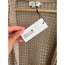 Load image into Gallery viewer, Molly Bracken Knitted Sheer Open-Front Long Sleeve Casual Cardigan Brown S NWT