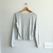 Load image into Gallery viewer, Abercrombie & Fitch Henley Button Front Ribbed Scoop Neck Long Sleeve Top Gray S
