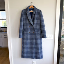 Load image into Gallery viewer, Reformation York Double-Breasted Plaid Winter Overcoat Blue S