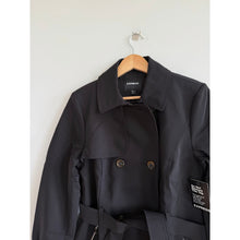 Load image into Gallery viewer, Express Double-Breasted Belted Outdoor Casual Trench Coat Black M NWT