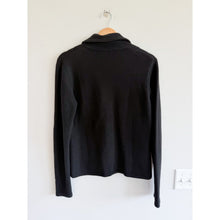 Load image into Gallery viewer, C by Bloomingdales 2-Ply Cashmere Button Front Knit Sweater Blazer Black L