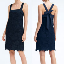 Load image into Gallery viewer, Banana Republic Bow Back Lace Sleeveless Shift Mini Dress Blue 4 NWT