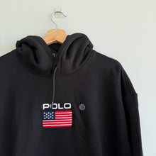 Load image into Gallery viewer, Polo Ralph Lauren USA Flag Patch Fleece Hoodie Sweatshirt Black