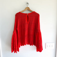 Load image into Gallery viewer, Free People Once Upon A Time Lace Bell Sleeve Blouse Red M