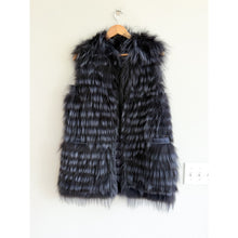 Load image into Gallery viewer, Linda Richards Genuine Fox Fur Reversible Quilted Vest Purple L