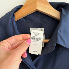 Load image into Gallery viewer, SIMKHAI Julip Tie-Waist Shirtdress-Style Gown Midnight Blue 2 NWT