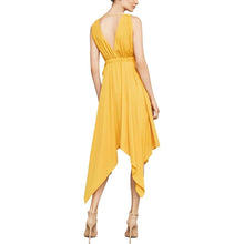 Load image into Gallery viewer, BCBGMAXAZRIA Sleeveless Handkerchief Hem V-Neck Mini Dress Yellow XS