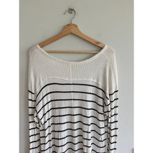 Load image into Gallery viewer, Free People Sunset Park Oversized Thermal Waffle Knit Top White Black M