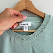 Load image into Gallery viewer, Nordstrom Satin Crew Neck Short Sleeve Pocket T-Shirt Green Fondant XXS NWT