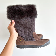 Load image into Gallery viewer, Coach Talen Suede Fur Cuff Boot Brown 8M