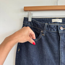 Load image into Gallery viewer, Oliver Logan Russel Denim High Waist Slit Hem Flared Jeans Blue 27