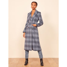 Load image into Gallery viewer, Reformation York Double-Breasted Plaid Winter Overcoat Blue S