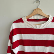 Load image into Gallery viewer, Express Knit Cropped Striped Sweater Red White XS