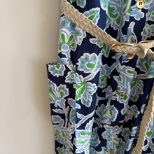 Load image into Gallery viewer, Zara Floral Pattern Button Front Pockets Belted Maxi Shirt Dress Blue XS