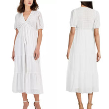 Load image into Gallery viewer, Taylor Smocked Tiered V-Neck A-Line Maxi Dress White L