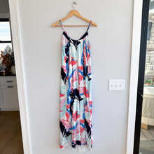 Load image into Gallery viewer, Gibson Leafy Print Sleeveless Pullover Maxi Dress Blue/Pink Petite Small