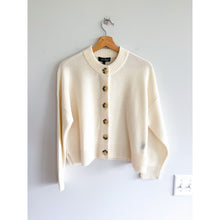 Load image into Gallery viewer, Archer Nina Cashmere Crew Neck Button Front Cardigan Cream M NWT