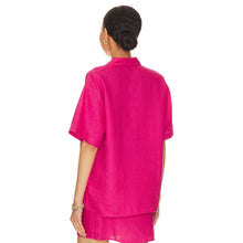 Load image into Gallery viewer, Rails Mackinley Linen Short Sleeve Button Up Shirt Raspberry Pink S