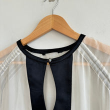 Load image into Gallery viewer, Mariya Sharapowa Silk Crystal Embellished Tie Sleeve Sheer Swim Coverup White