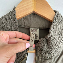 Load image into Gallery viewer, XCVI Smocked Waist Long Sleeve Full Zip Dress Olive Green M NWT