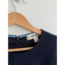 Load image into Gallery viewer, Diane Von Furstenberg Carrie Sleeveless Round Neck Mini Sheath Dress Navy Blue 4