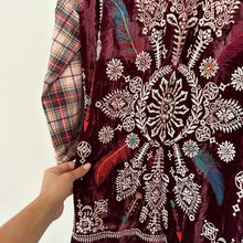 Load image into Gallery viewer, Johnny Was 3J Workshop Lorie Plaid Embroidered Shirt Burgundy M