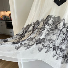 Load image into Gallery viewer, Mariya Sharapowa Silk Crystal Embellished Tie Sleeve Sheer Swim Coverup White
