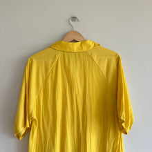 Load image into Gallery viewer, Lola & Sophie Button Front Tiered Short Sleeve Shirt Dress Yellow L