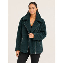 Load image into Gallery viewer, VICI Teddy Sherpa Fleece Asymmetrical Zip Jacket Emerald Green S