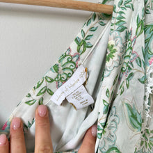 Load image into Gallery viewer, Revolve House of Harlow Zhuri Floral V-Neck Lace Trim Tiered Maxi Dress Green XS