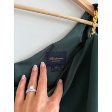 Load image into Gallery viewer, Shoshanna Margo Hunter Midnight Crepe Front Slit Maxi Dress Green 4