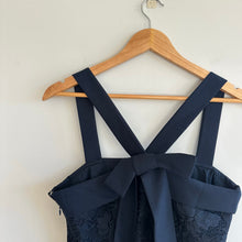 Load image into Gallery viewer, Banana Republic Bow Back Lace Sleeveless Shift Mini Dress Blue 4 NWT