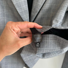Load image into Gallery viewer, Hipchik Couture Beaded Blue Skull Plaid Single-Breasted Blazer Gray 14
