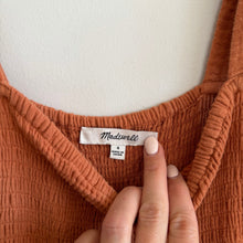 Load image into Gallery viewer, Madewell Lightspun Lucie Flutter Sleeve Smocked Jumpsuit mulled cider 4