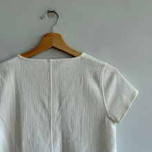 Load image into Gallery viewer, J. Crew Textured Button-Down Tie Front V-Neck Short Sleeve Blouse Cream XS